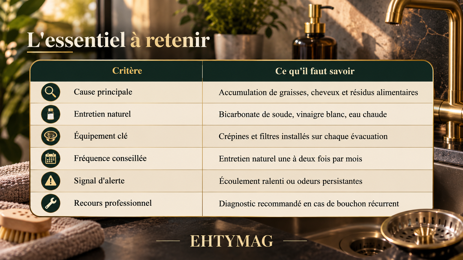 essentiel à retenir : entretien des évacuations