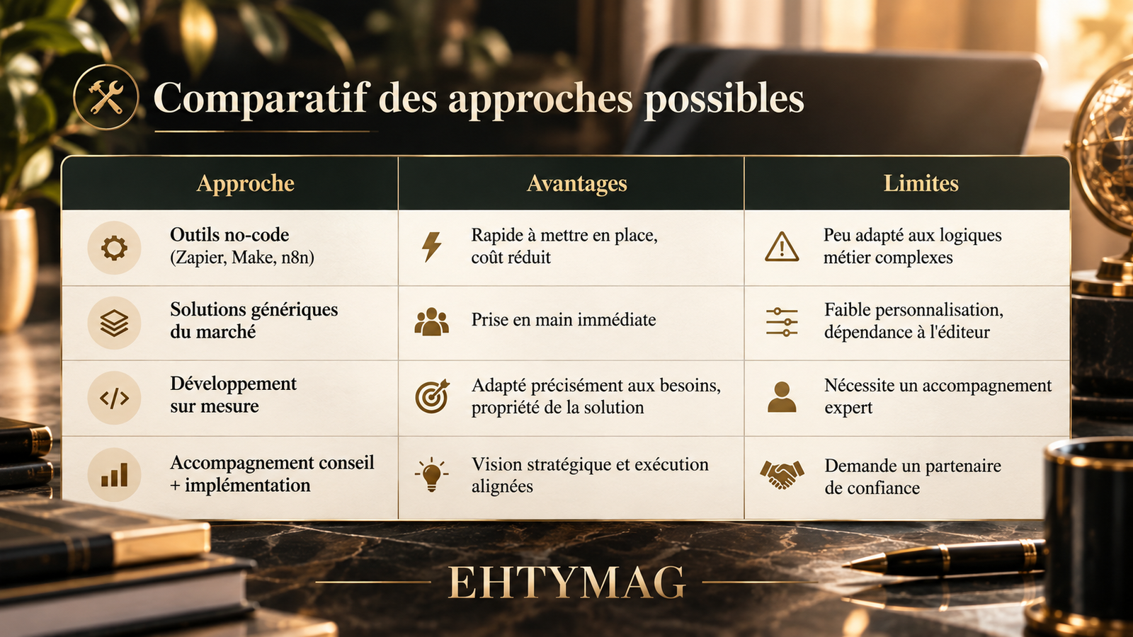 Comparatif élégant des approches digitales